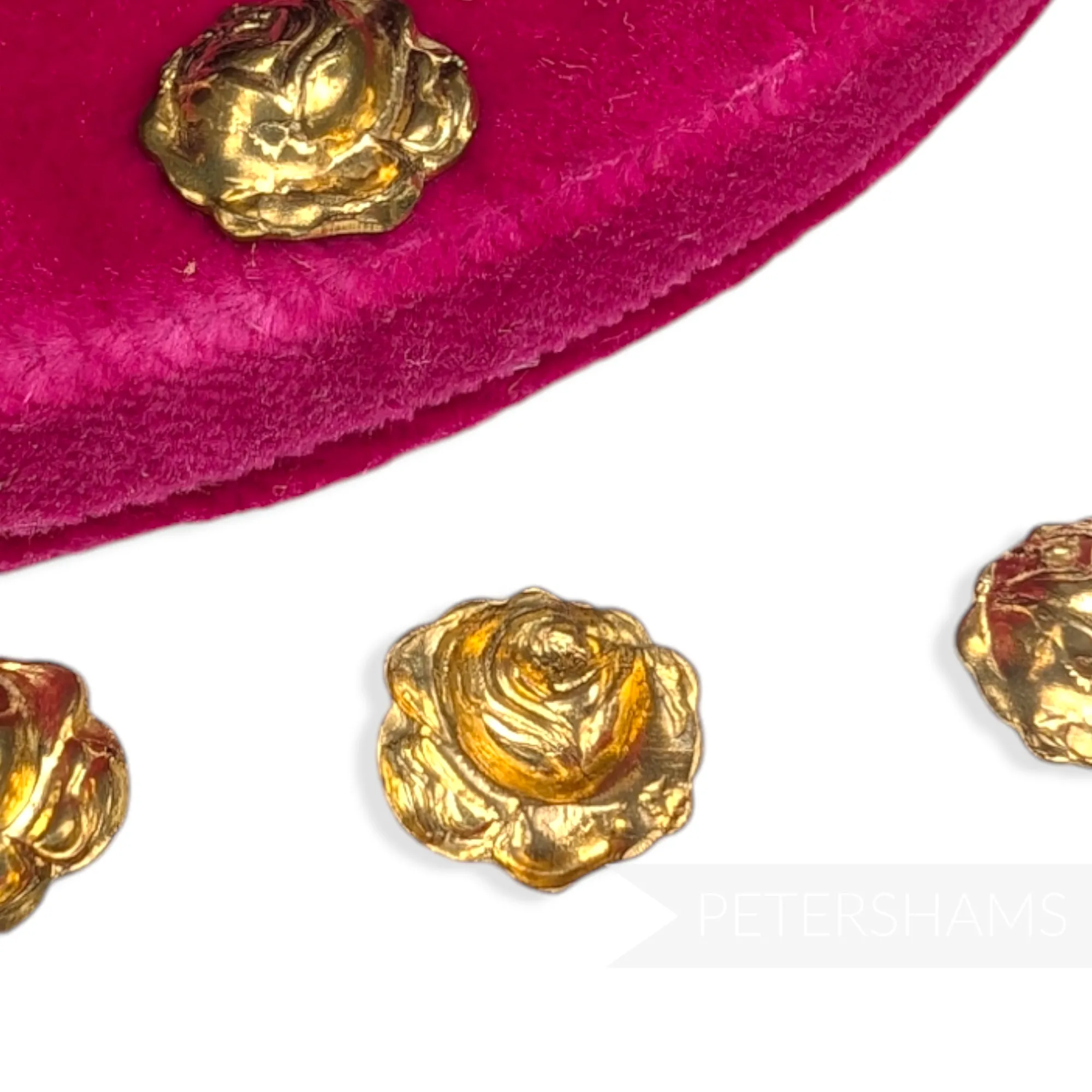 13mm Vintage 1980's Brass Embossed Roses - 12 Pieces