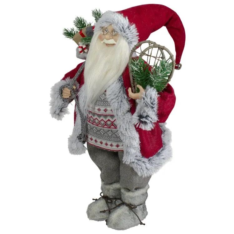 18" Standing Santa Christmas Figurine with Snow Shoes and Presents