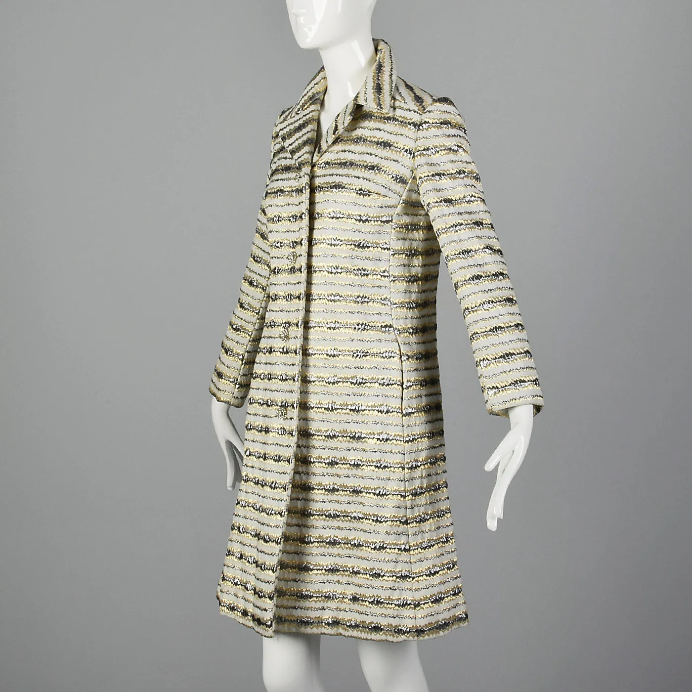 1960s Metallic Striped White Coat