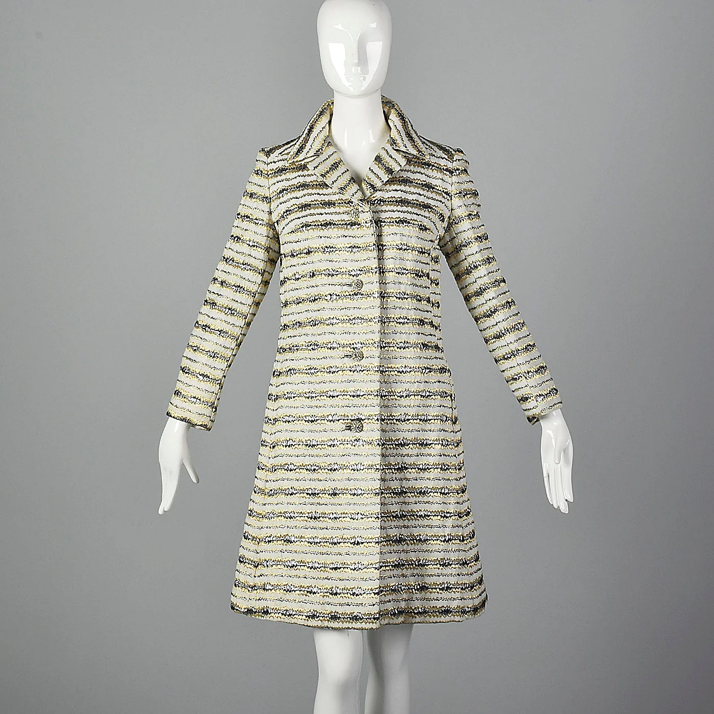 1960s Metallic Striped White Coat