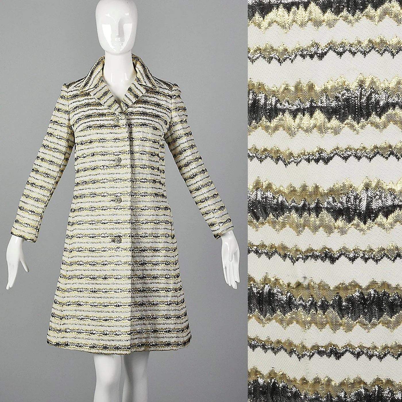 1960s Metallic Striped White Coat