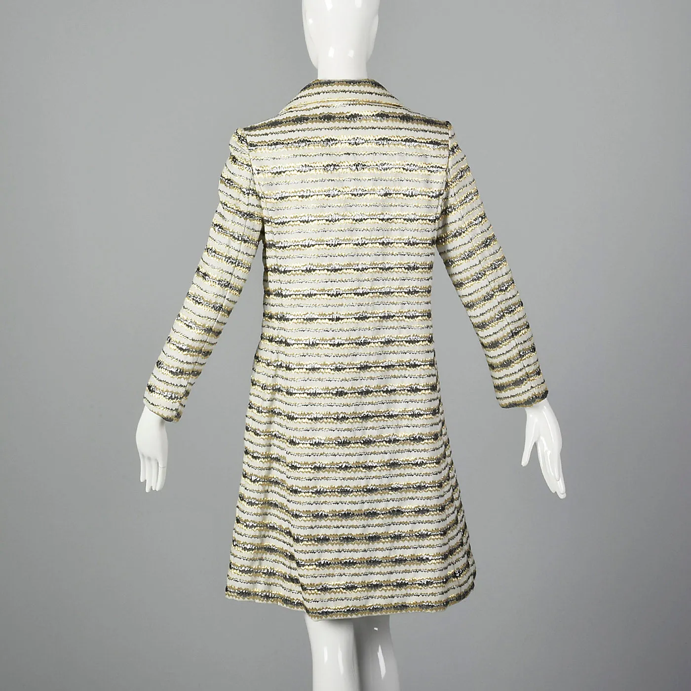 1960s Metallic Striped White Coat