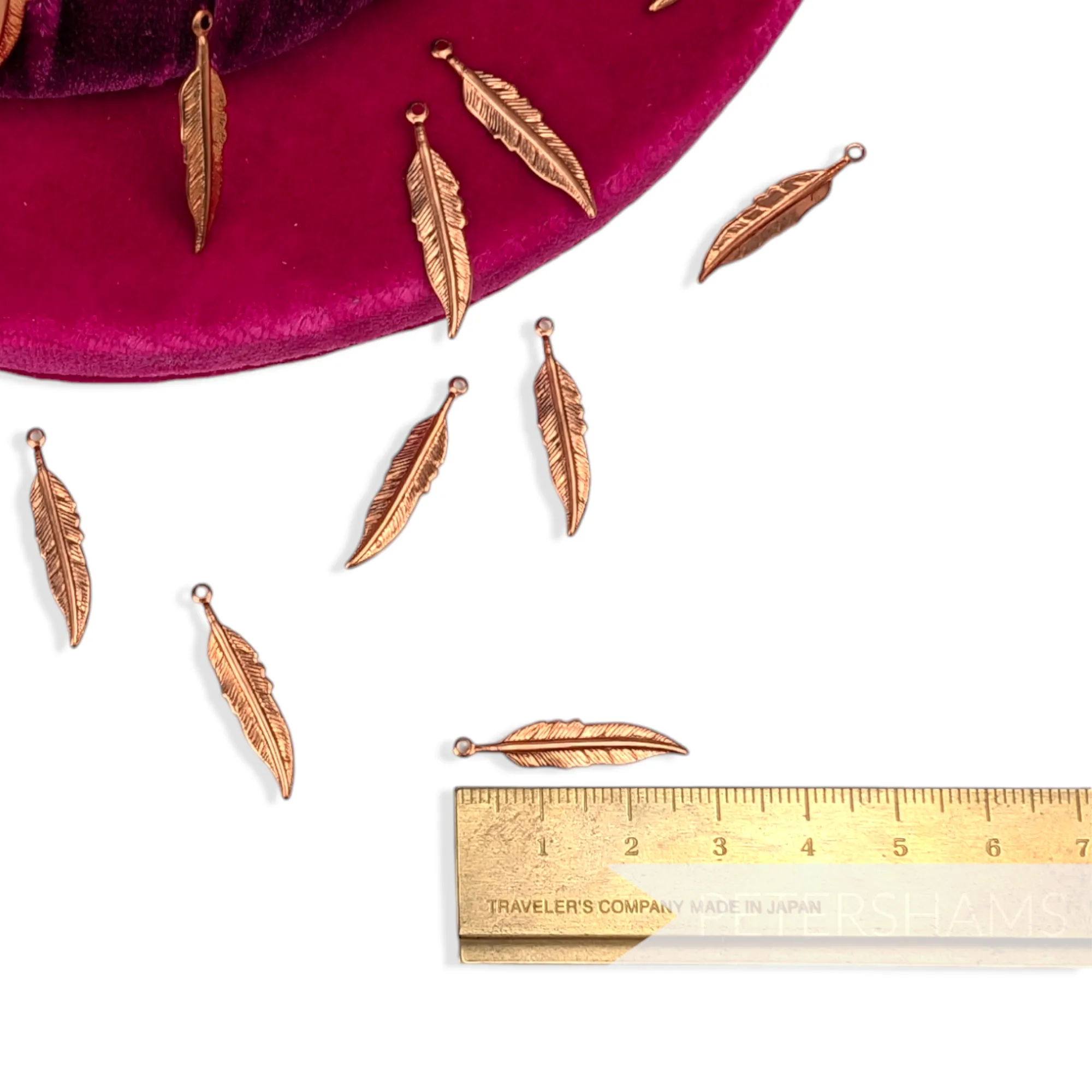 27mm Vintage 1990's Metal Feather Shapes - 12 Pieces