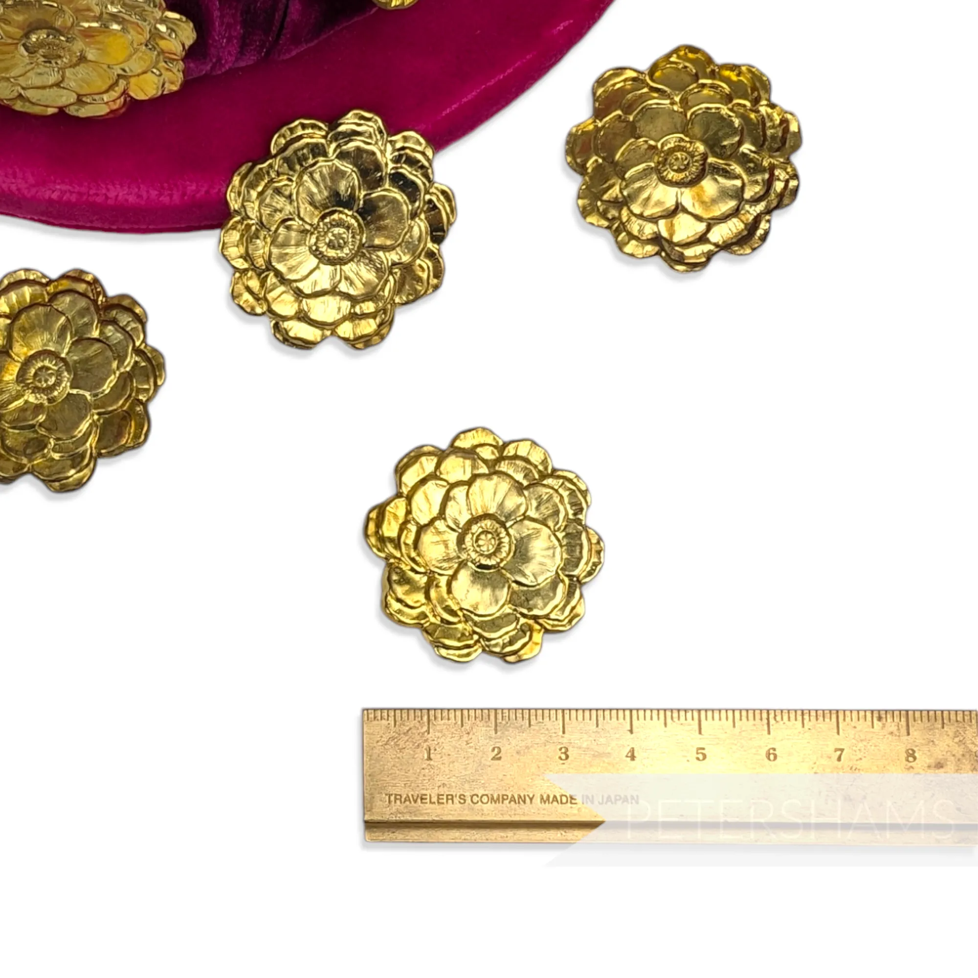 37mm Vintage 1980's Large Embossed Brass Flower