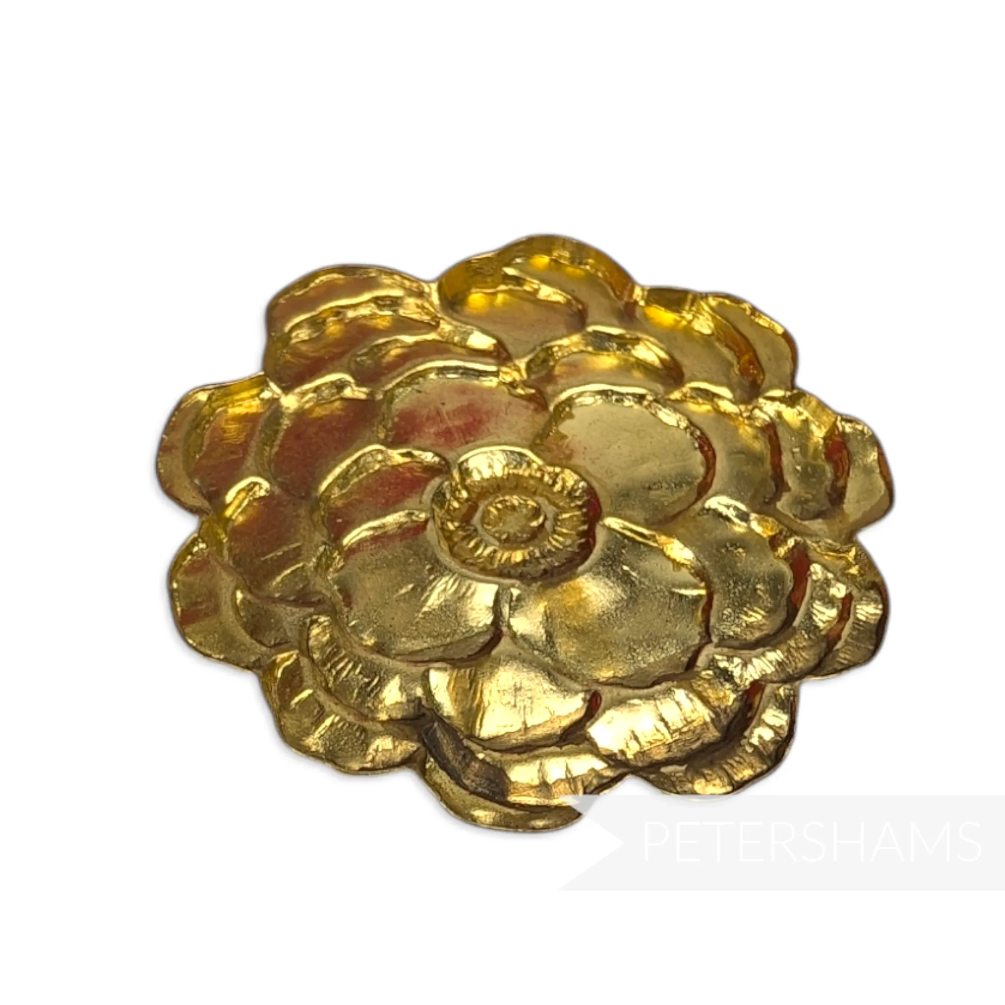 37mm Vintage 1980's Large Embossed Brass Flower