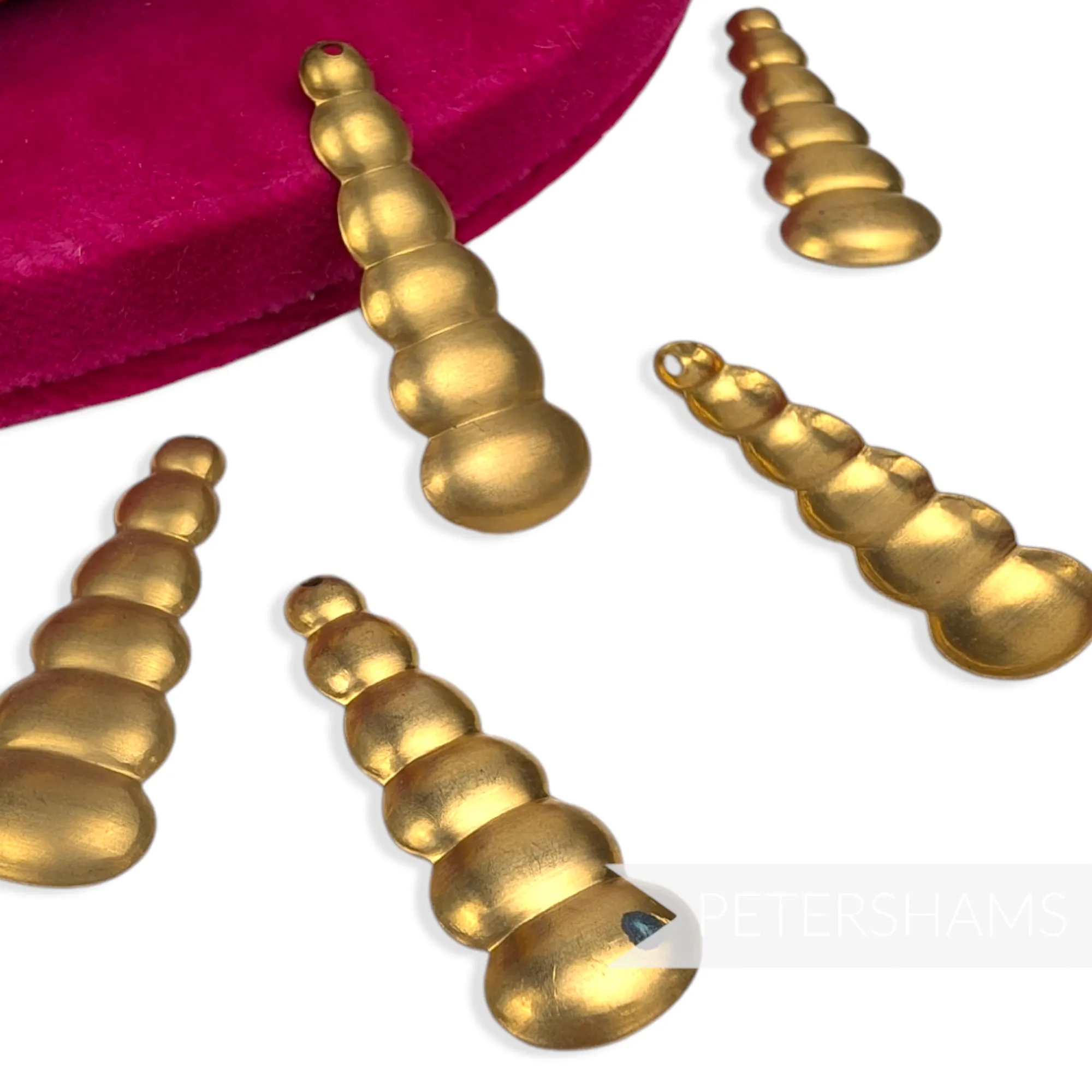 38mm Vintage 1980's Tiered Rounded Brass Shapes - 12 Pieces