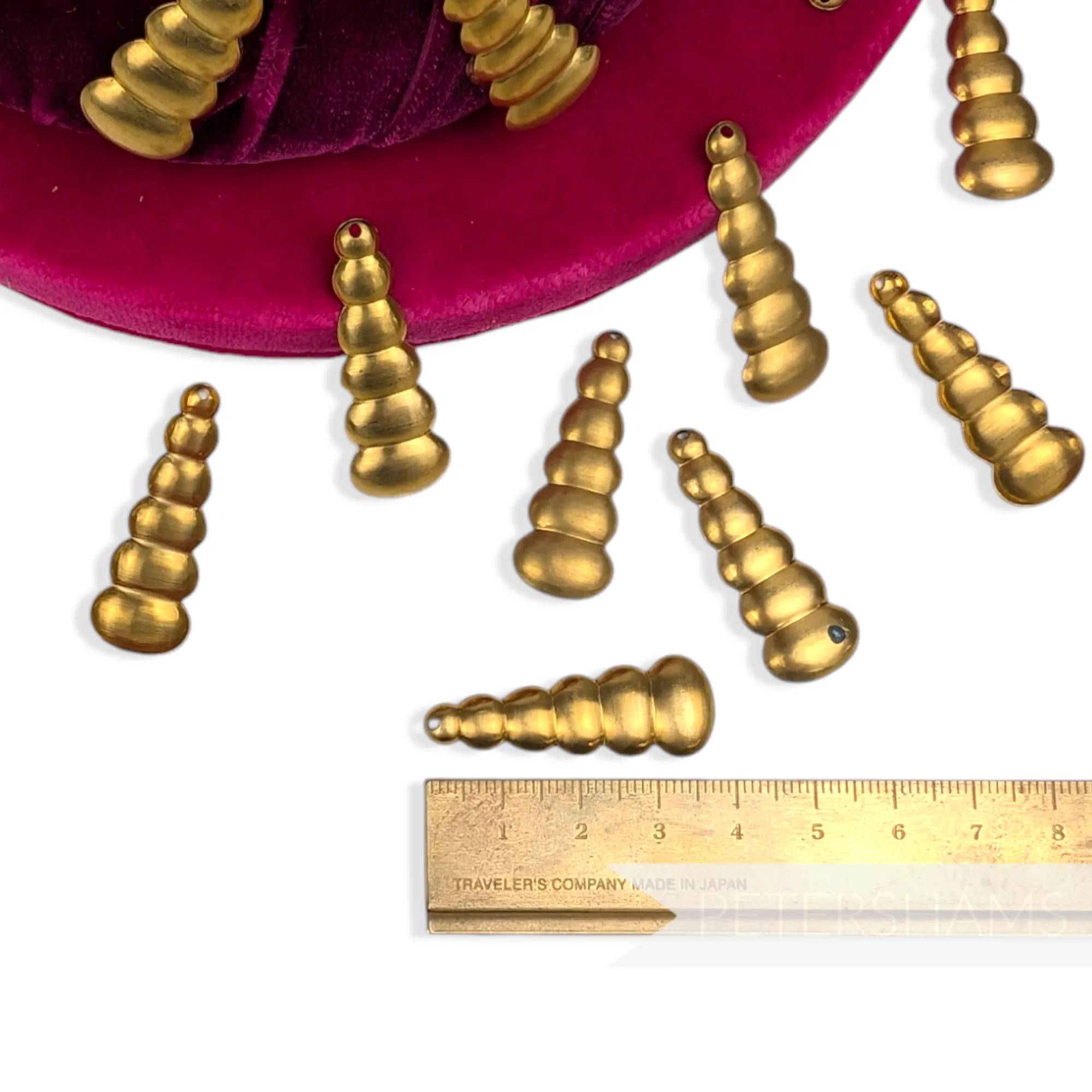 38mm Vintage 1980's Tiered Rounded Brass Shapes - 12 Pieces