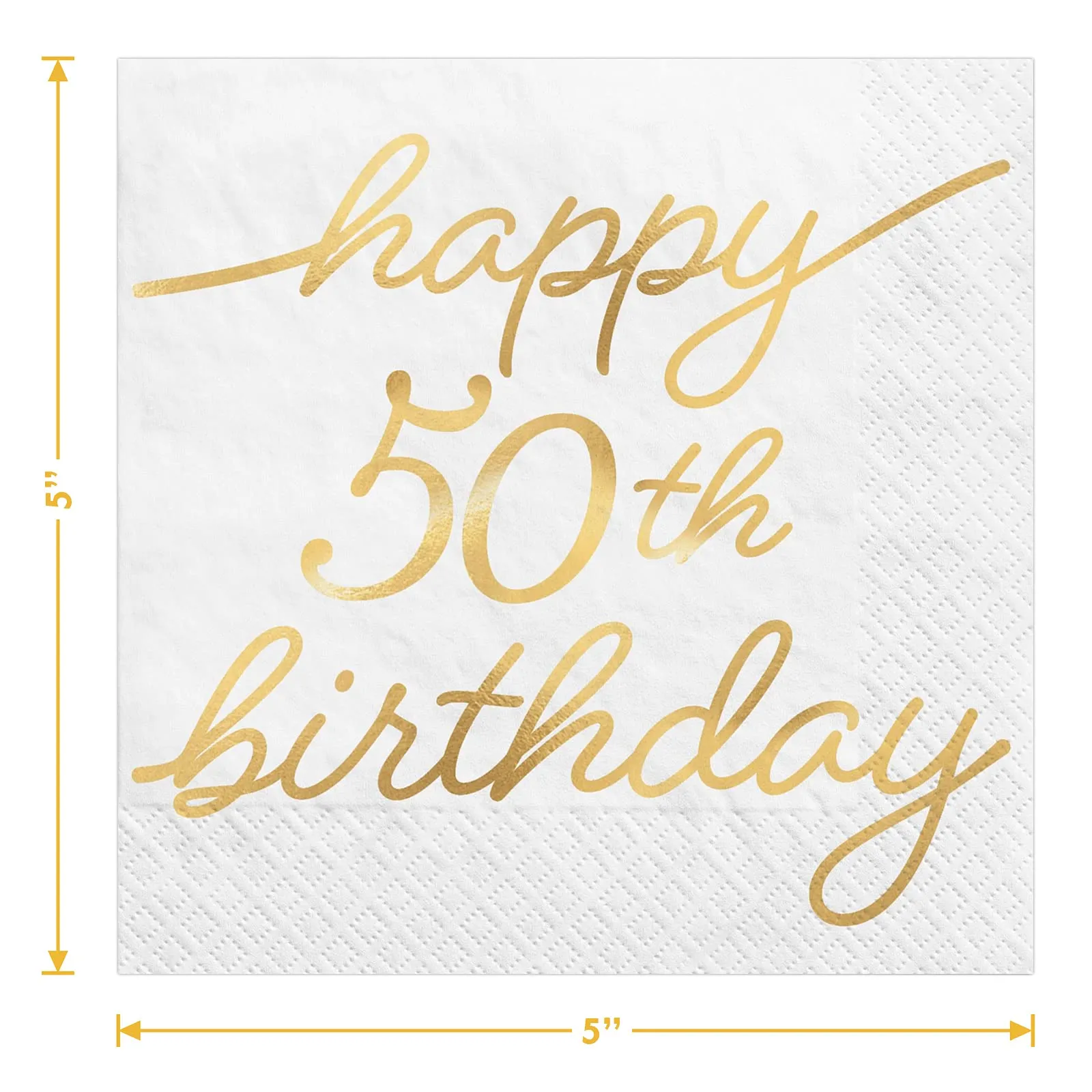 50th Birthday Party Milestone Metallic Golden Age Hexagon Paper Dessert Plates and Napkins (Serves 16)