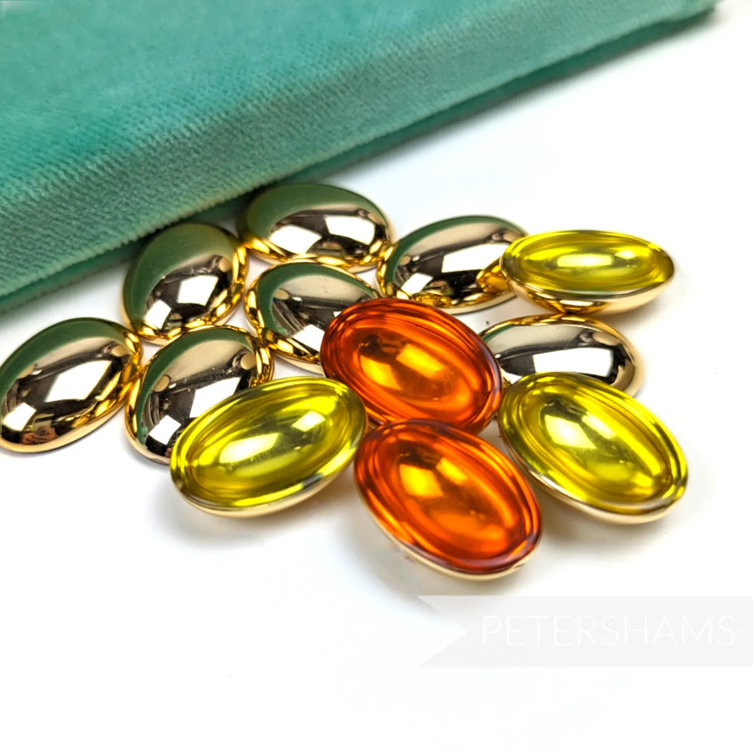 Acrylic Vintage 1980's Metallic Flat-Back Cabochons - 25x18mm