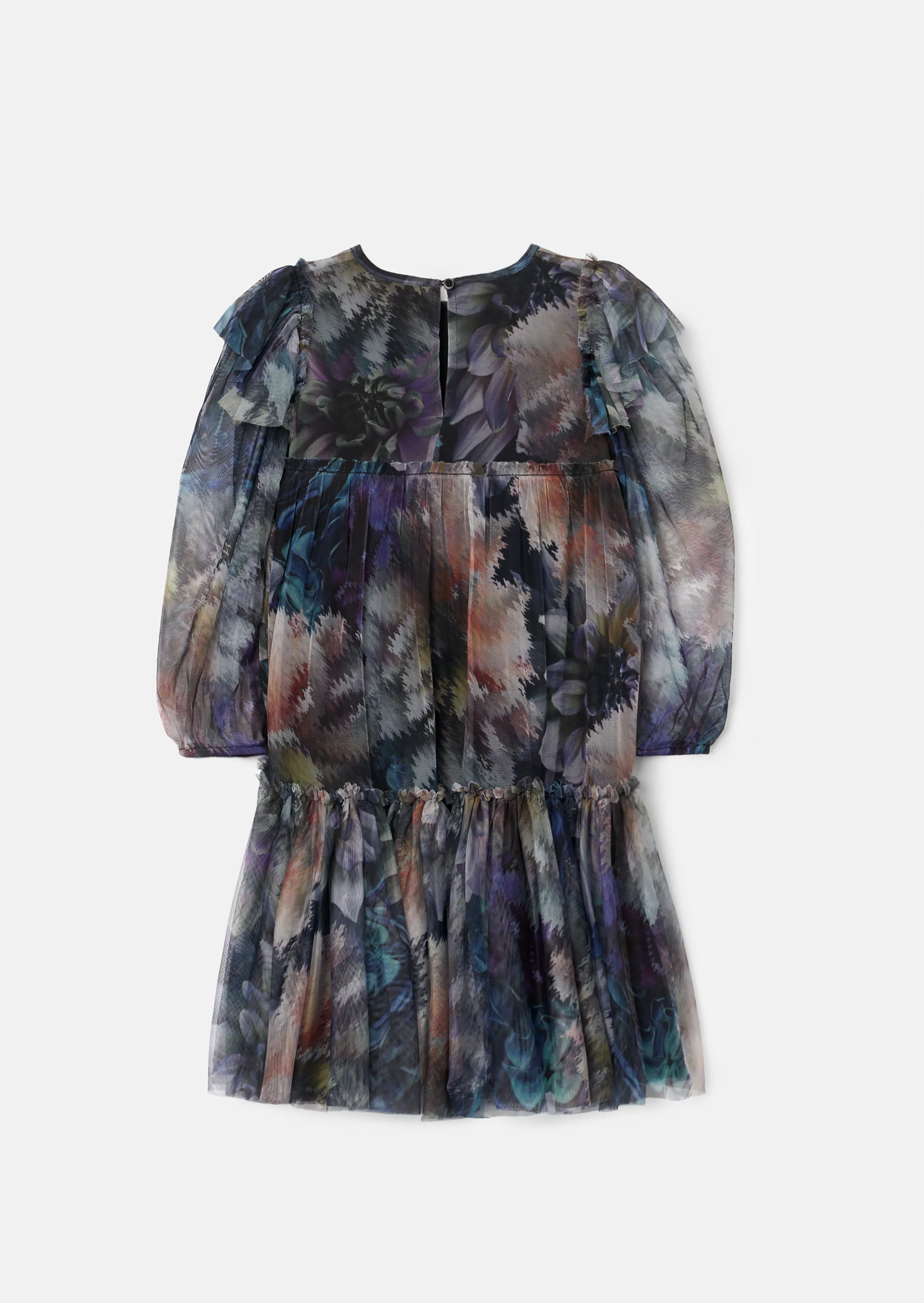 Alessia Blue Floral Print Mesh Dress