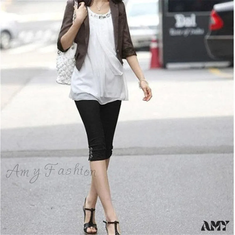 Amy Fashion - High Waist Elastic Plus Size Pants