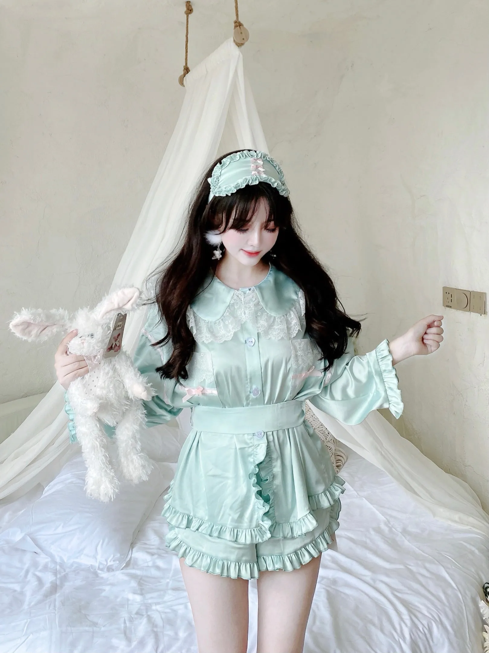 Angelic Mint Satin Lounge wear set