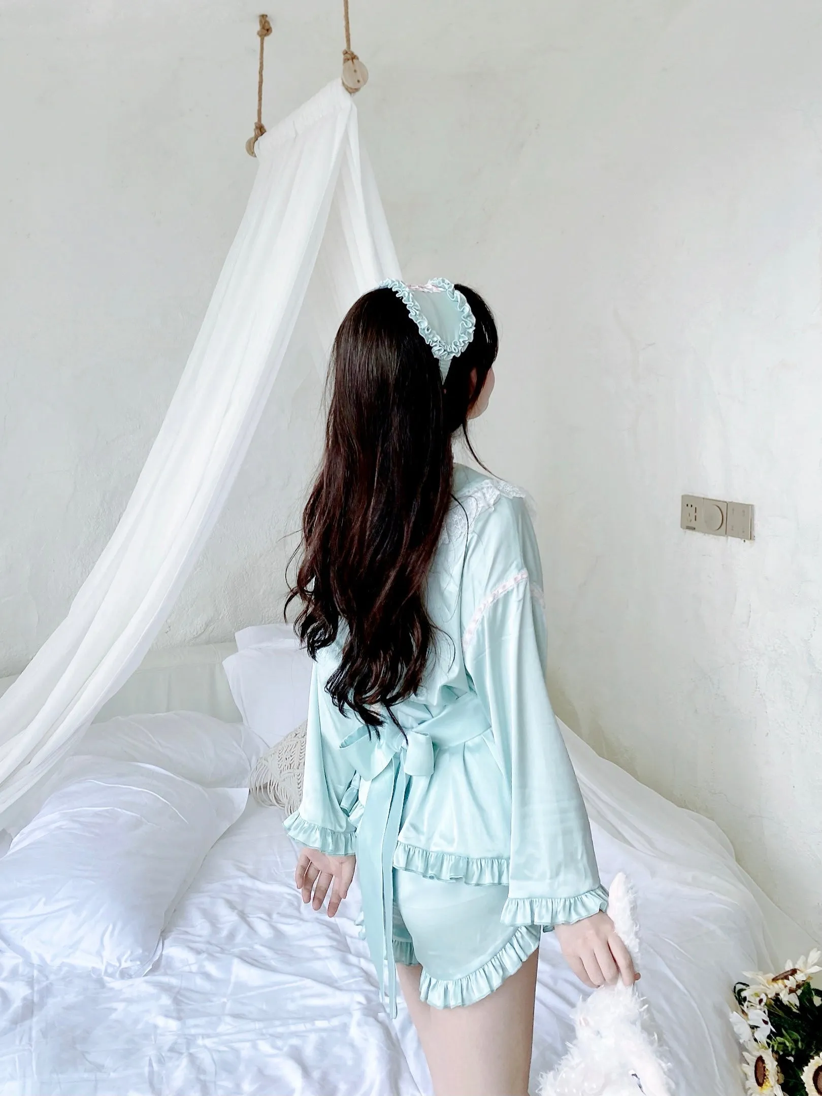 Angelic Mint Satin Lounge wear set