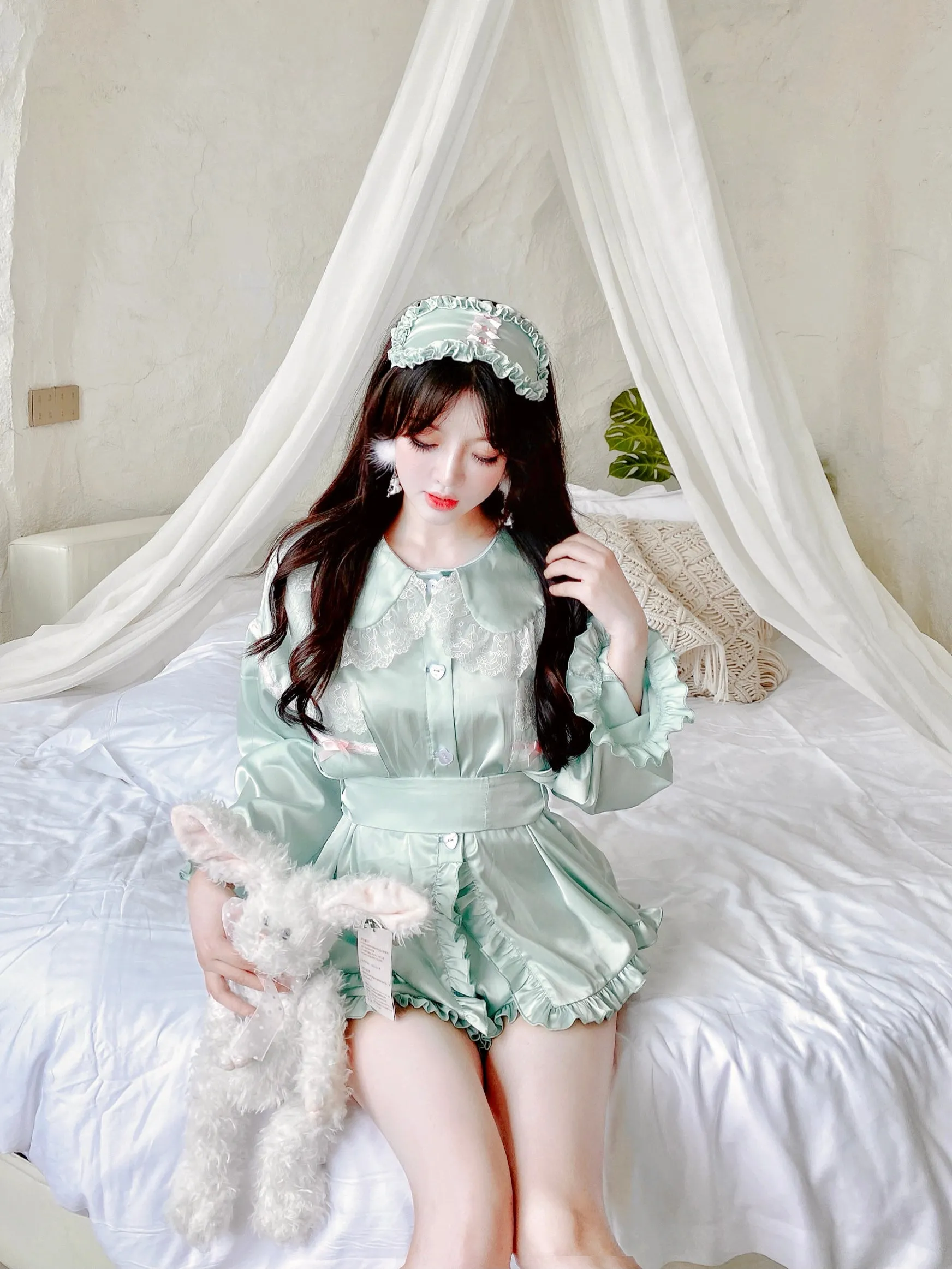 Angelic Mint Satin Lounge wear set