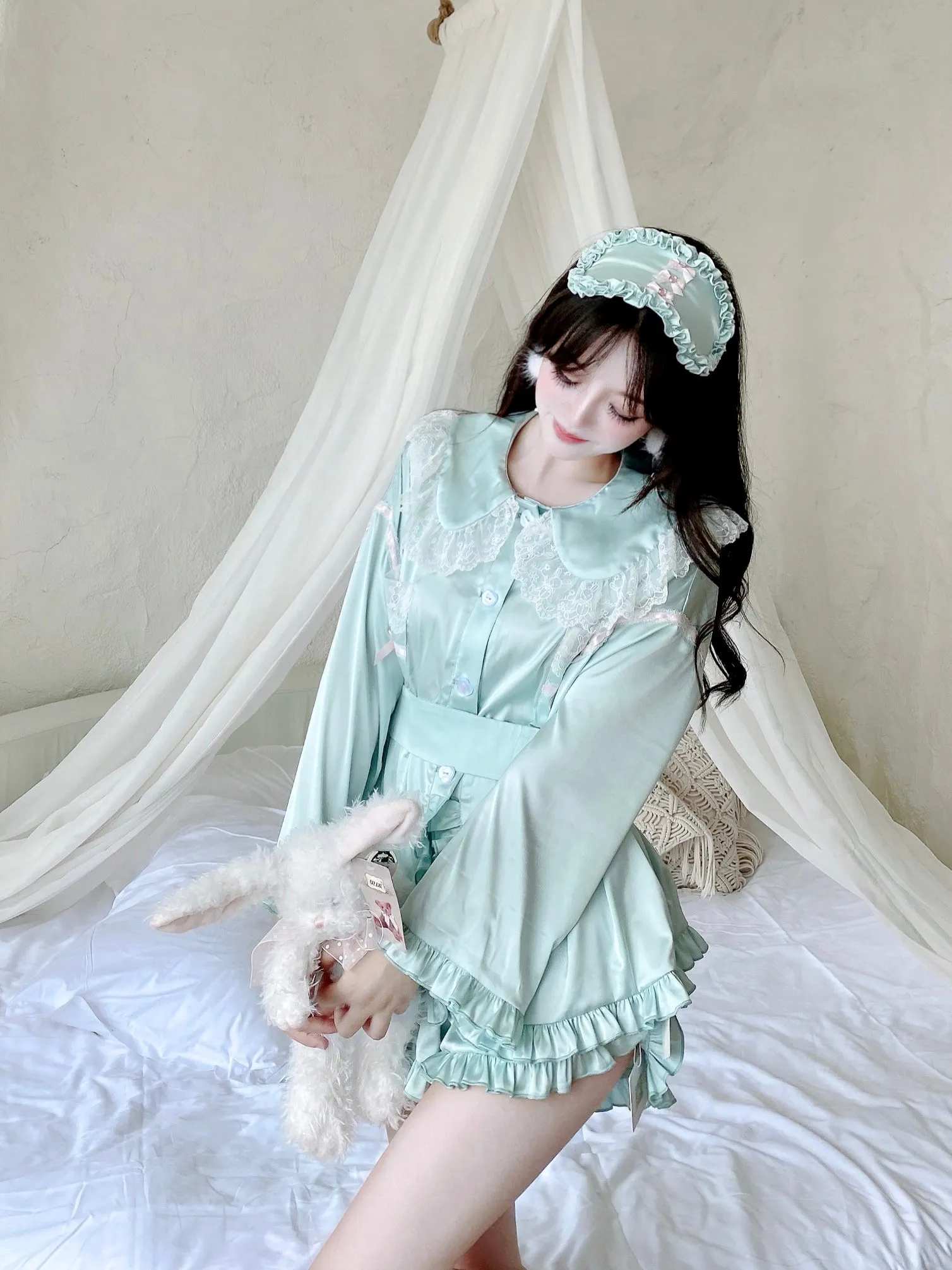 Angelic Mint Satin Lounge wear set