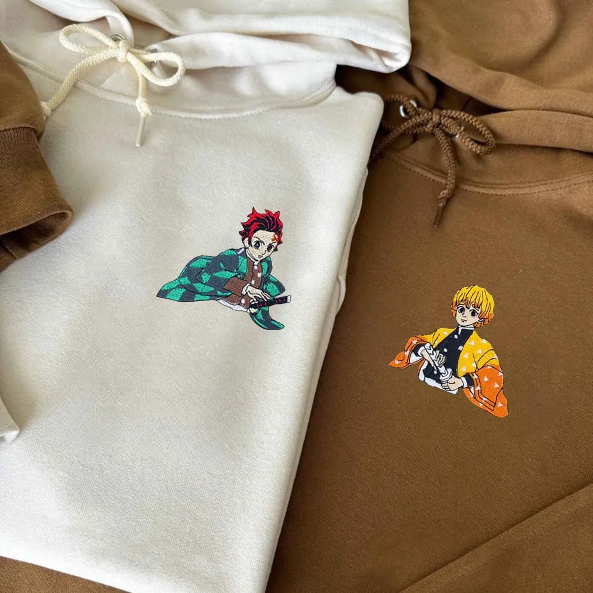 Anime-Inspired Matching Couple Sweatshirts - Personalized Embroidered Sweatshirts For Couples