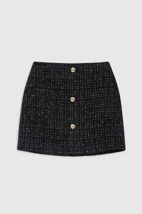 Anine Bing - Mateo Skirt in Black and White Tweed