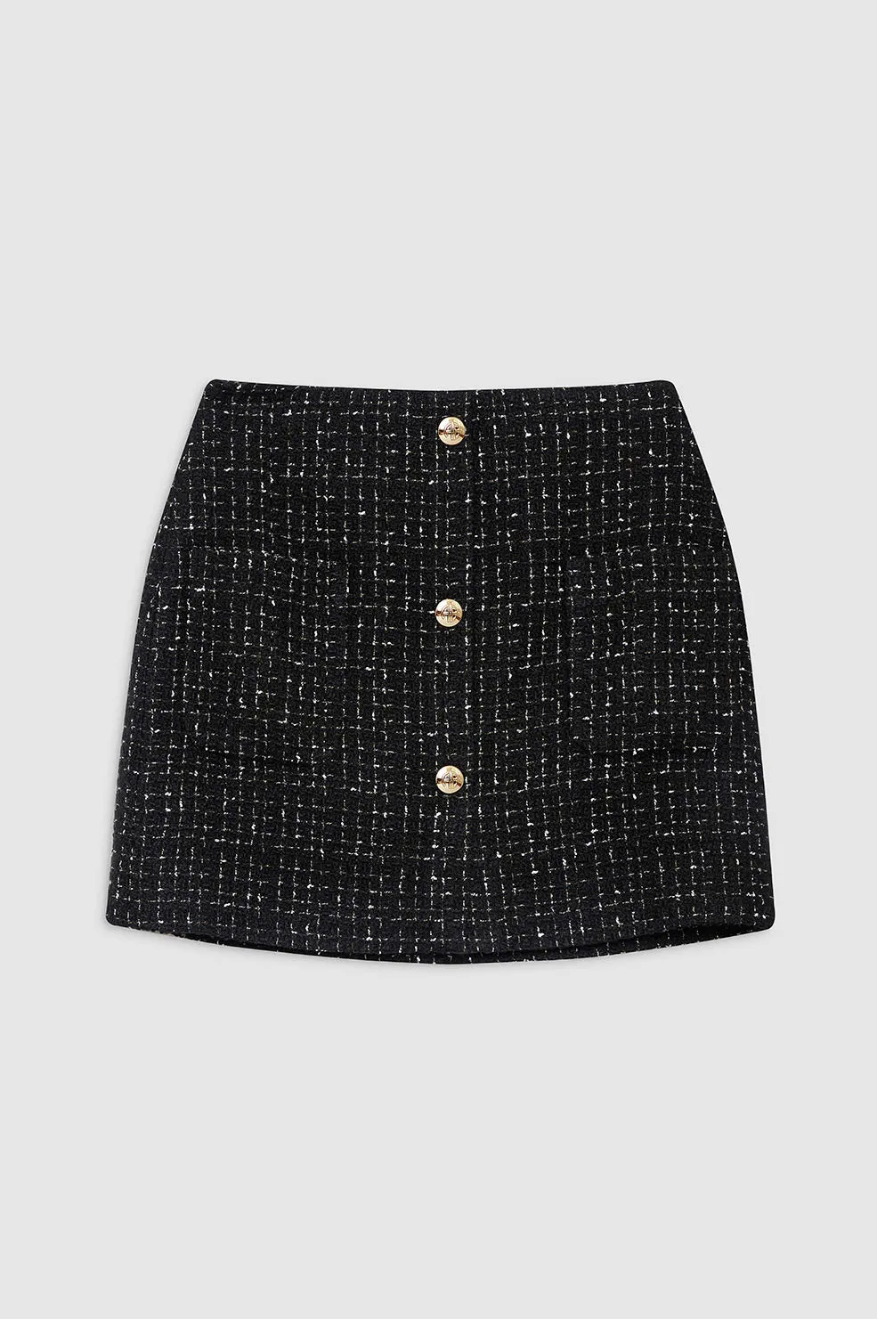 Anine Bing - Mateo Skirt in Black and White Tweed