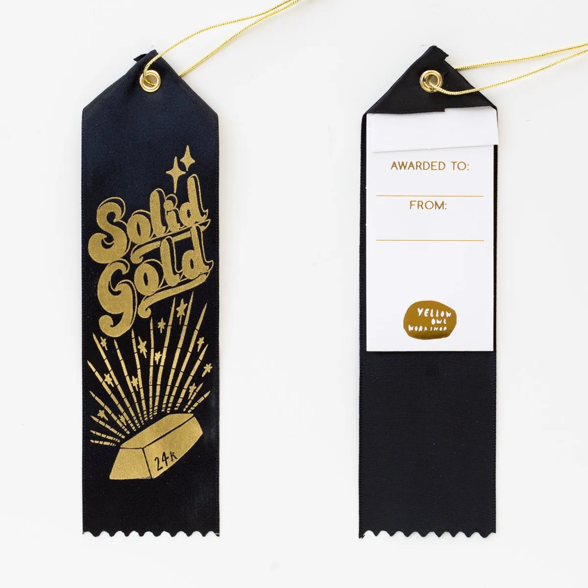 Award Ribbon / Bookmark w Note - 24k Solid Gold