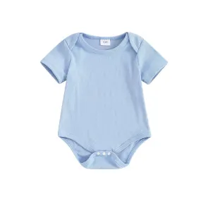 Baby Basics - Ribbed Knit Onesie Romper Layette - Blue