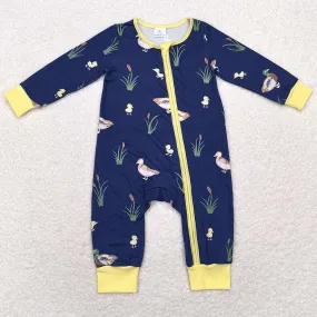 Baby Infant Boys Romper Fall Ducks Zip Long Sleeve Sibling Girls Rompers LR1037