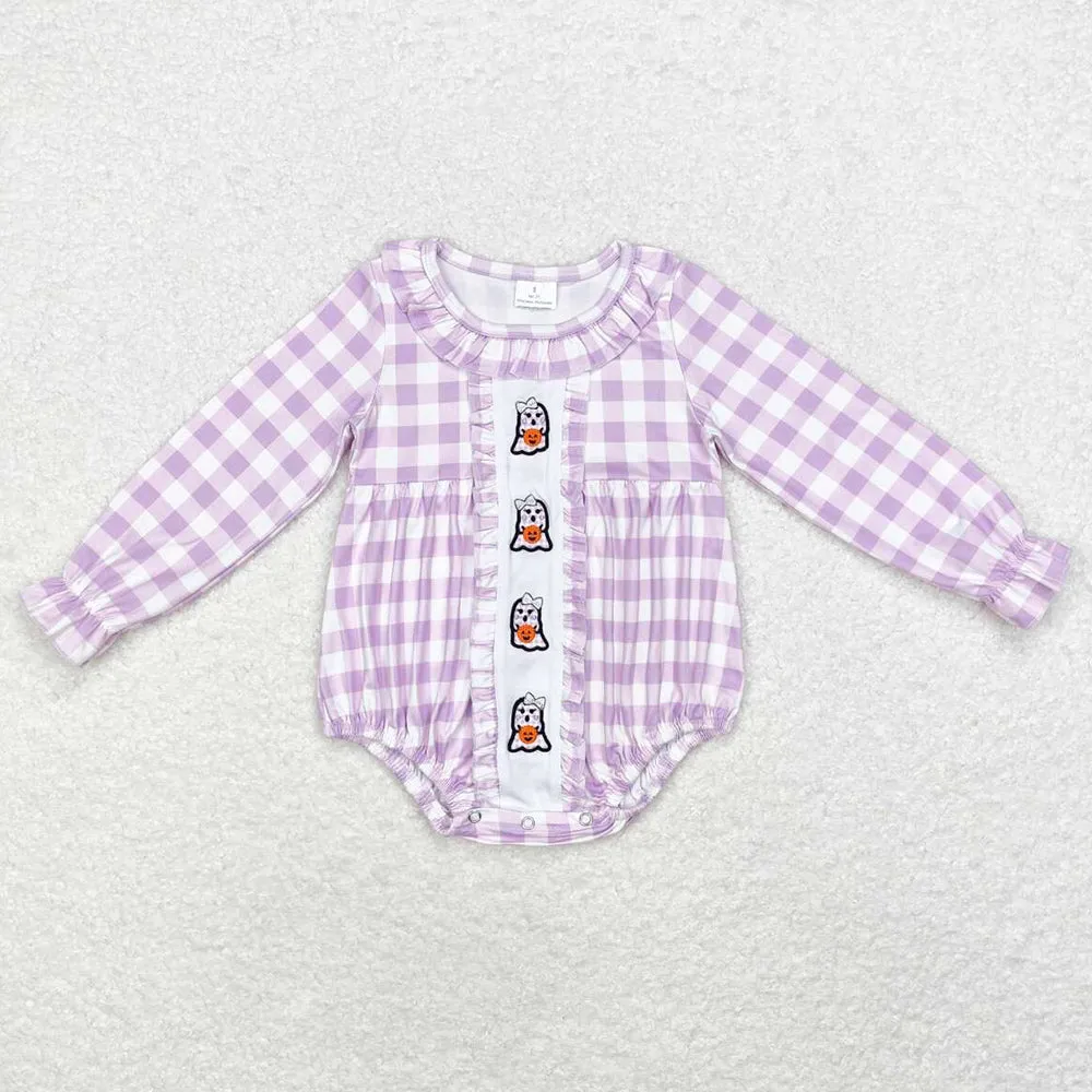 Baby Infant Girls Rompers Halloween Checkered Ghost Long Sleeve Rompers LR1299