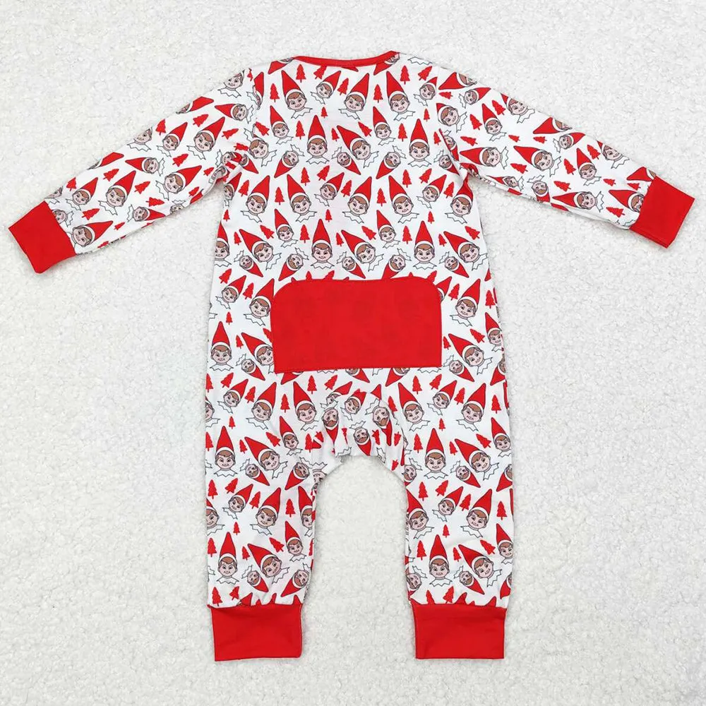 Baby Infant Girls Rompers Red Zip Bamboo Ruffle Rompers LR1168