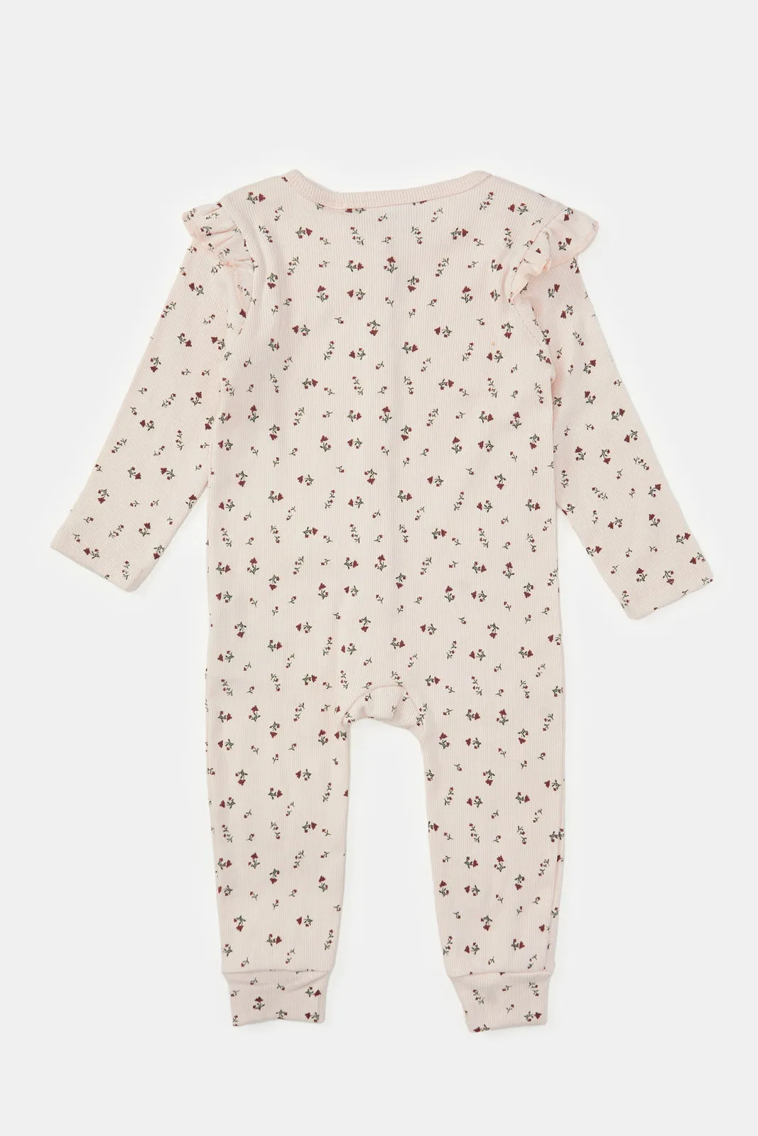 Baby Pink Printed Romper And Headband (2 Piece)