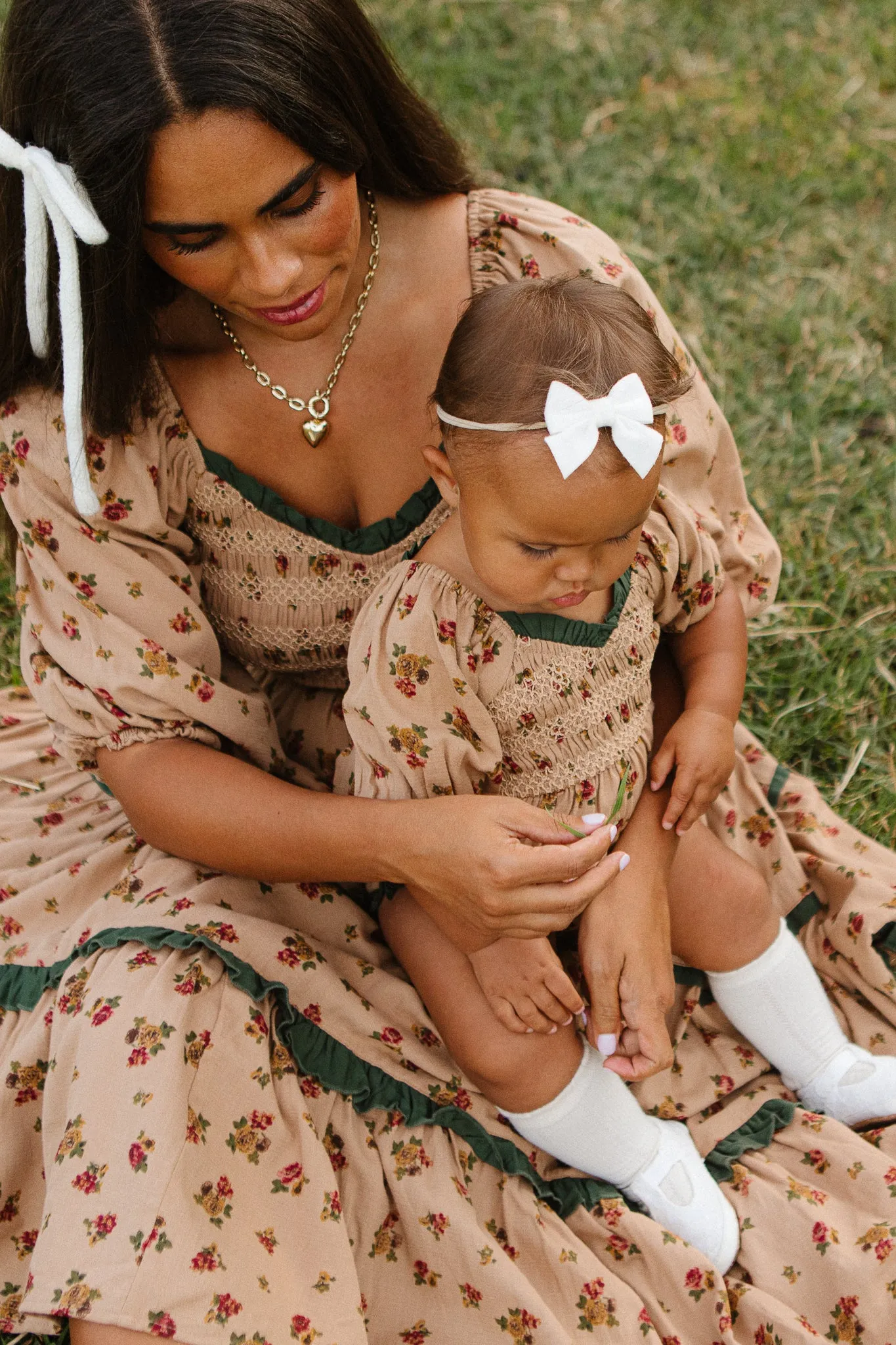 Baby Roselyn Romper in Tan Floral - FINAL SALE