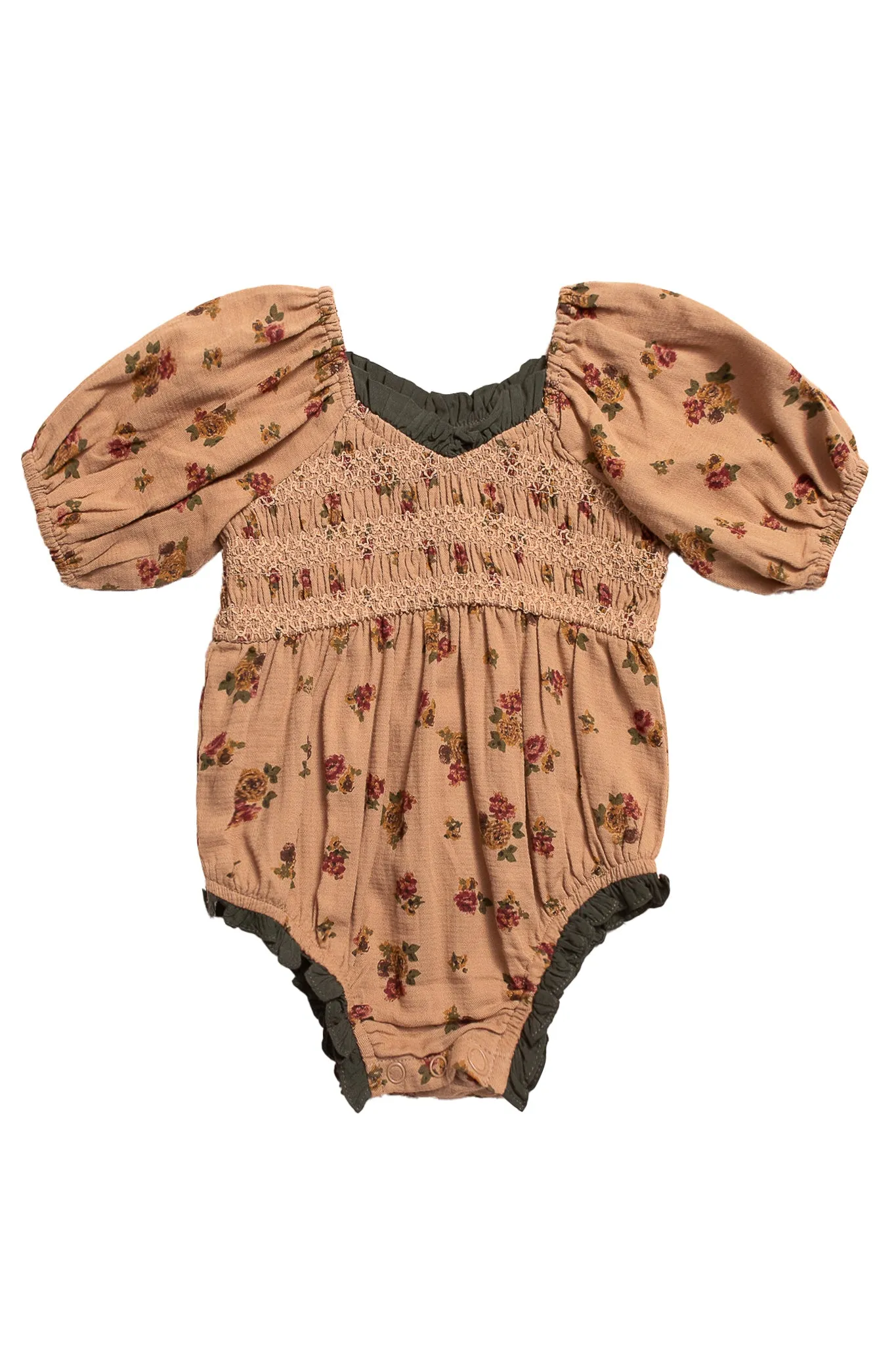 Baby Roselyn Romper in Tan Floral - FINAL SALE