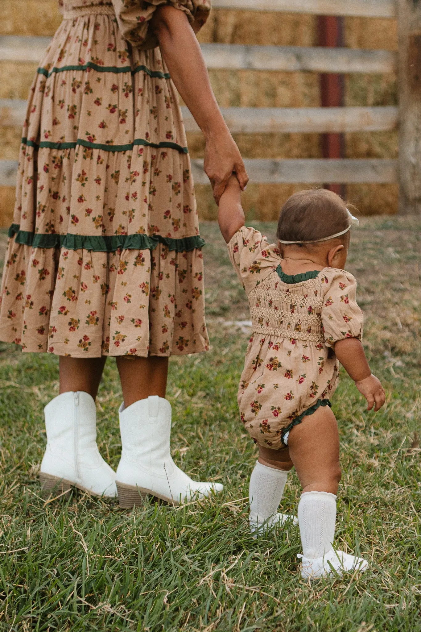 Baby Roselyn Romper in Tan Floral - FINAL SALE