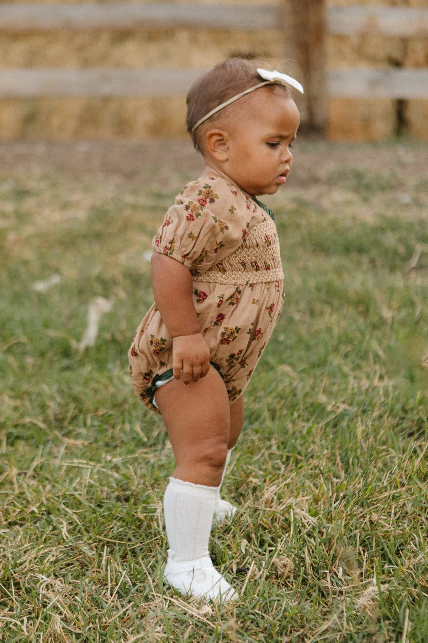 Baby Roselyn Romper in Tan Floral - FINAL SALE