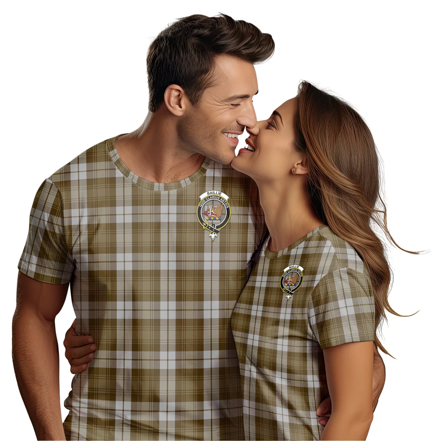 Baillie Dress Tartan T-Shirt with Family Crest