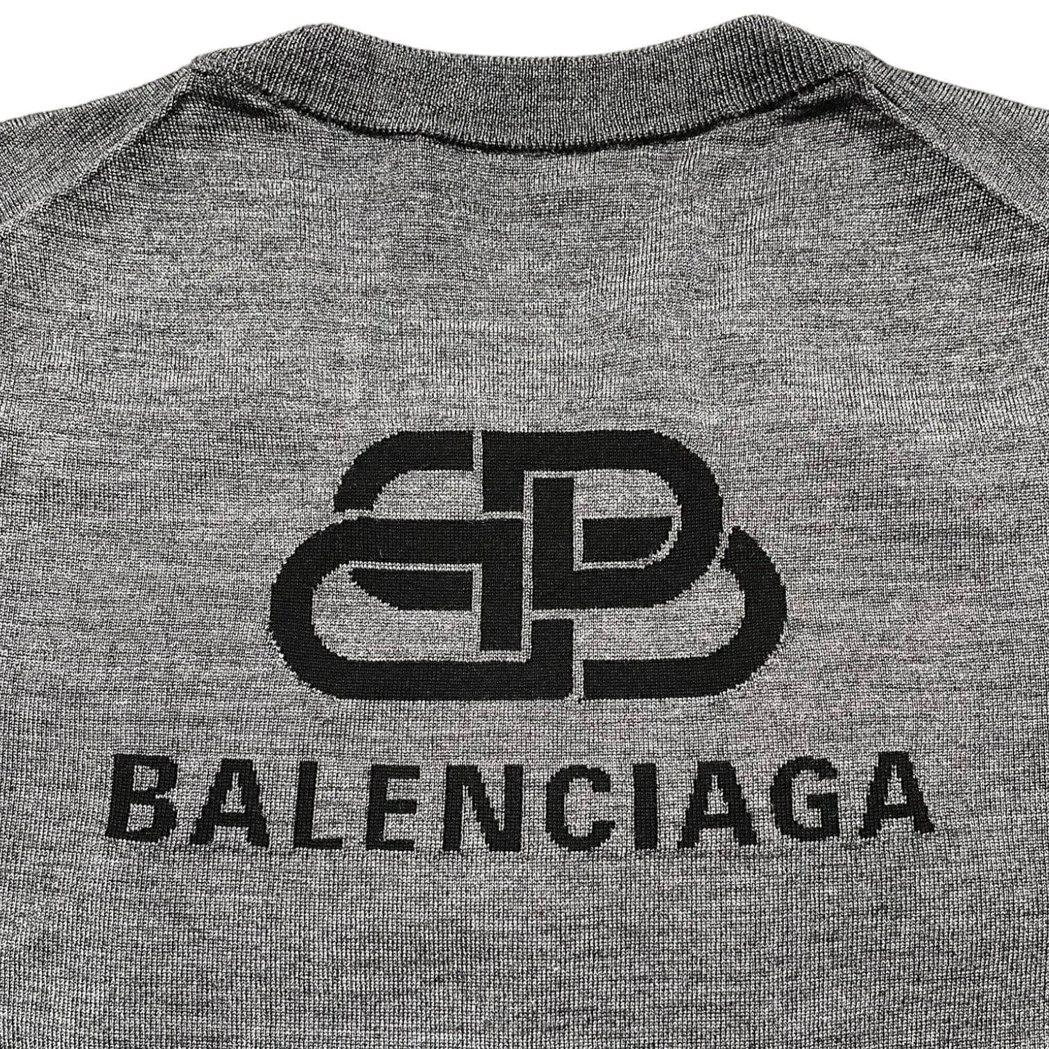 Balenciaga BB Logo Wool Jumper Sweater Heather Grey