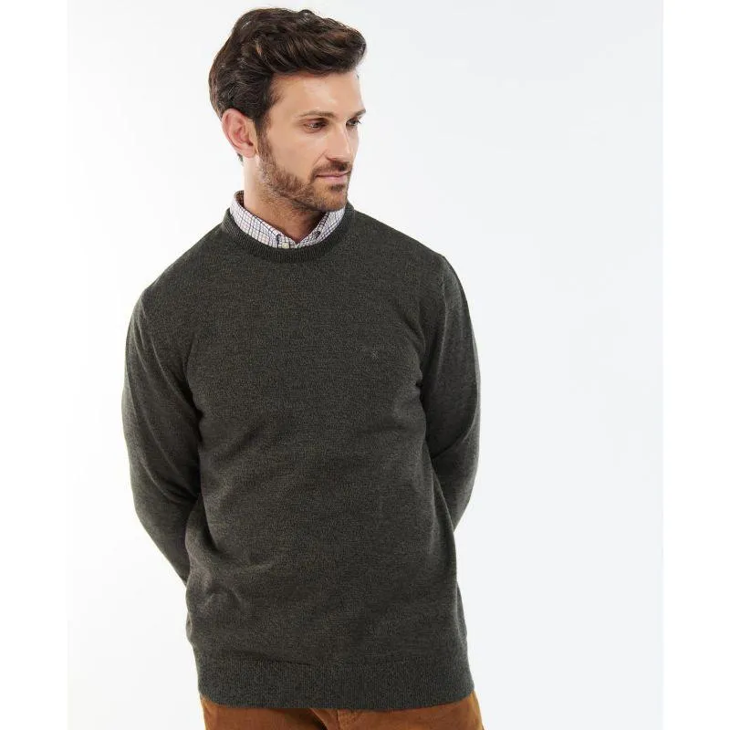 Barbour Firle Cotton Cashmere Mens Crew Neck Jumper - Olive Marl