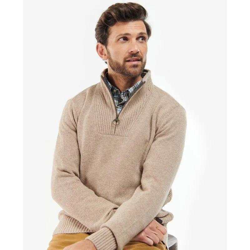 Barbour Nelson Mens Essential Zip Neck Mens Jumper - Stone