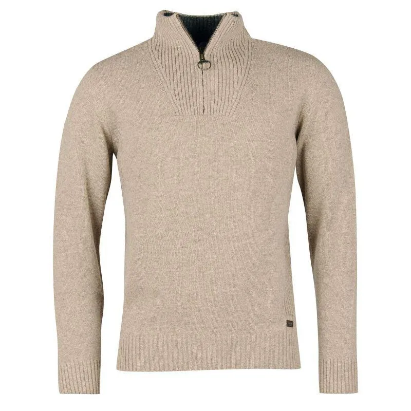 Barbour Nelson Mens Essential Zip Neck Mens Jumper - Stone