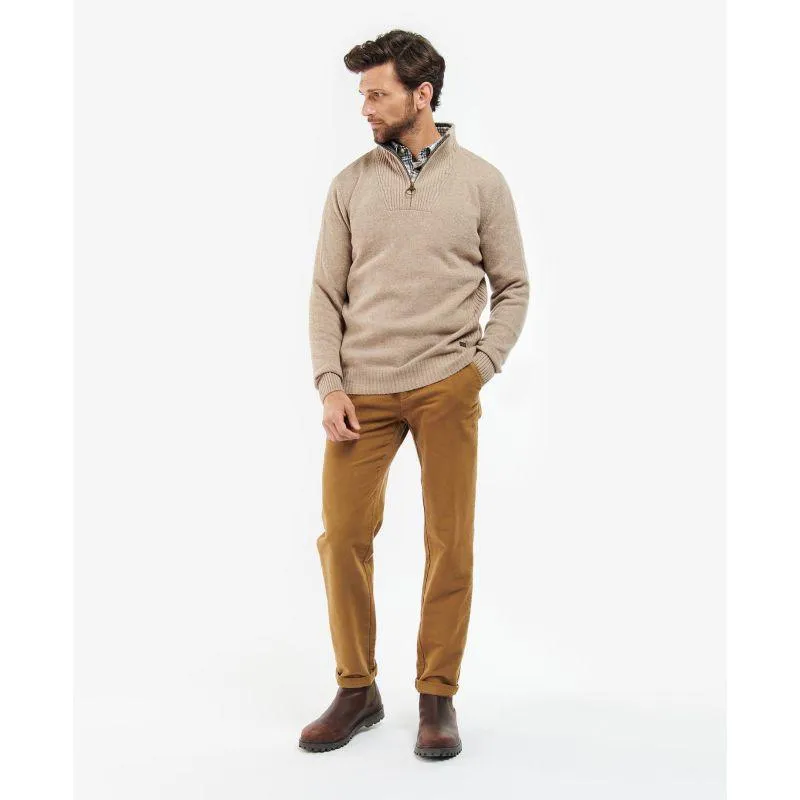 Barbour Nelson Mens Essential Zip Neck Mens Jumper - Stone