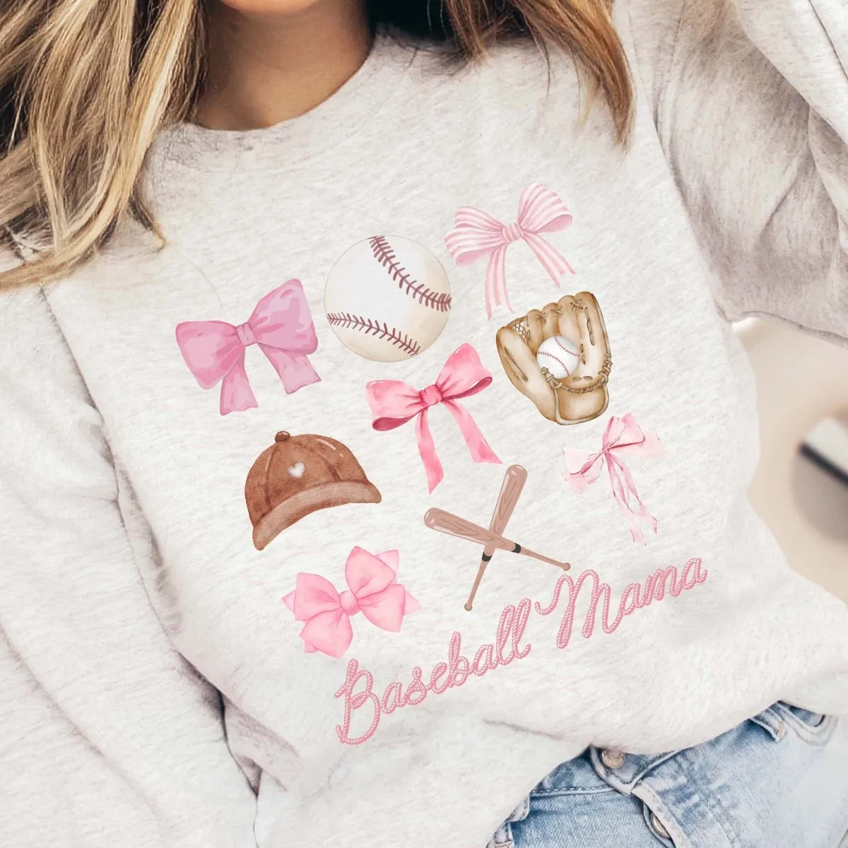 Baseball Mama Bow Collage Wholesale Sweatshirt - Hot Item