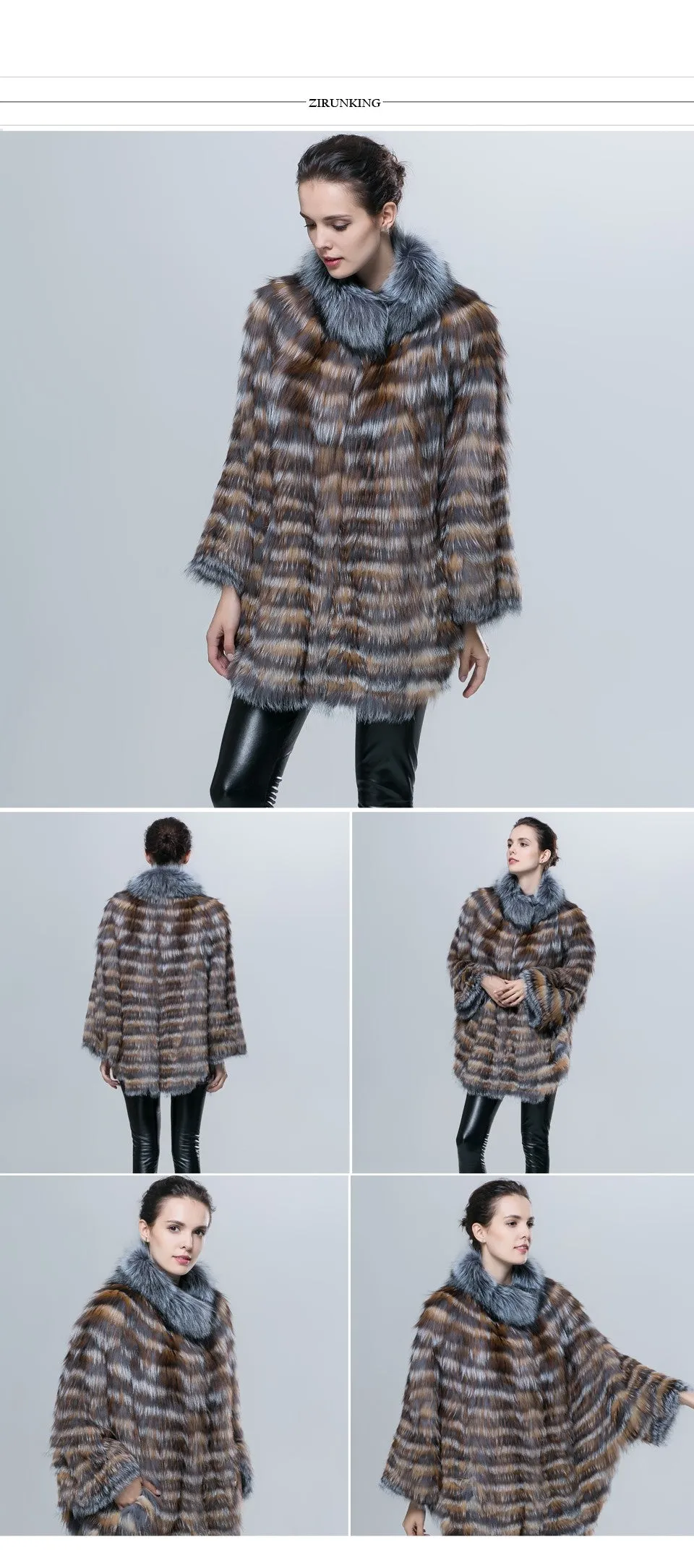 Bat Sleeved  Genuine Silver Fox Fur Coat