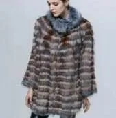 Bat Sleeved  Genuine Silver Fox Fur Coat