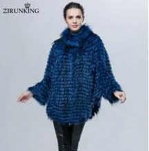 Bat Sleeved  Genuine Silver Fox Fur Coat