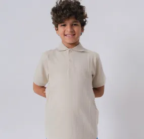 Beige Short-Sleeved Polo Shirt