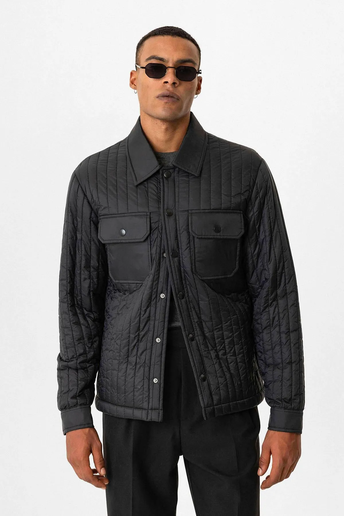 Black Lightweight Quilted Men's Jacket - Wessi