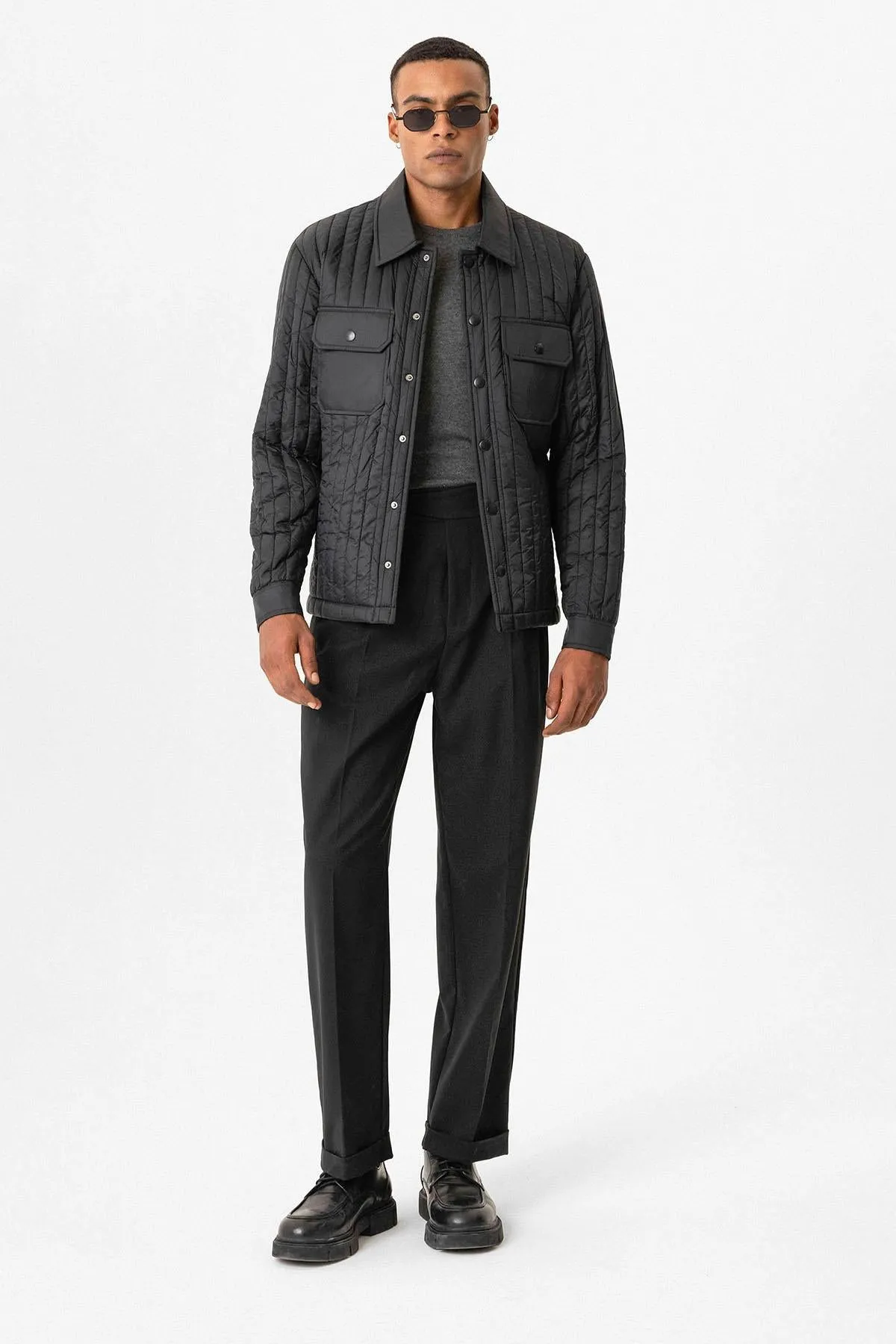 Black Lightweight Quilted Men's Jacket - Wessi