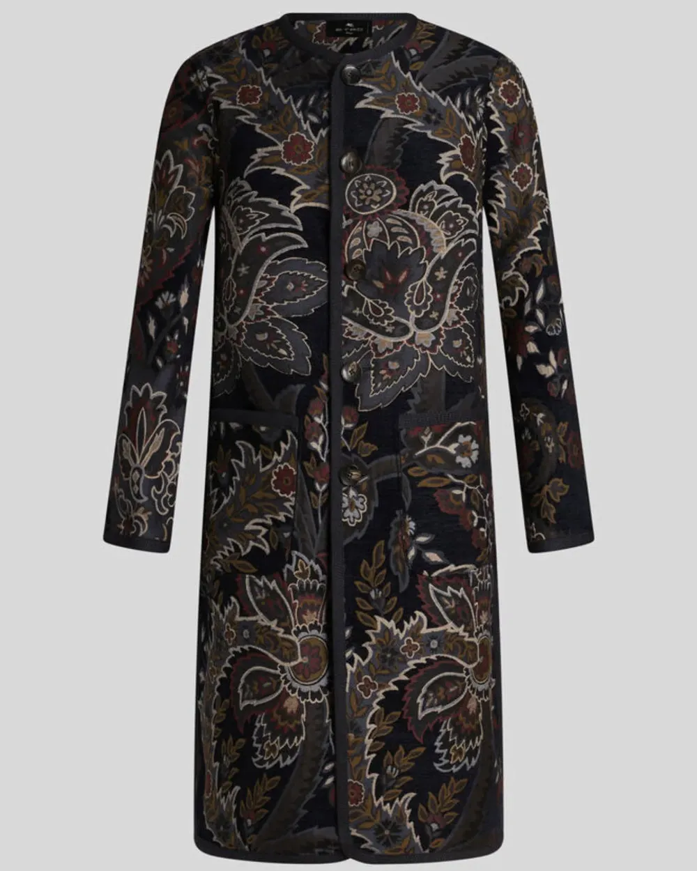 Black Palm Print Reversible Coat