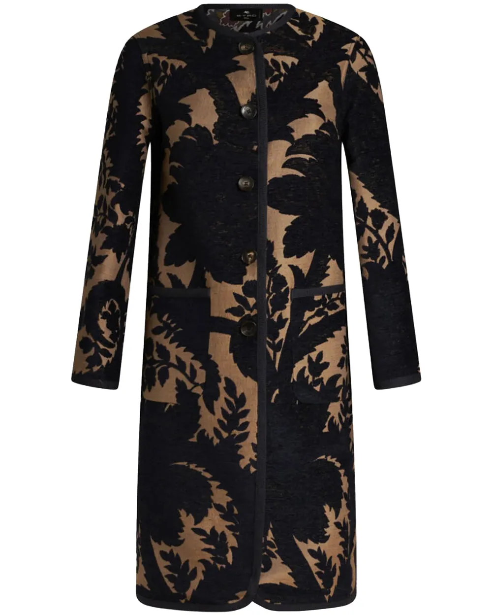 Black Palm Print Reversible Coat