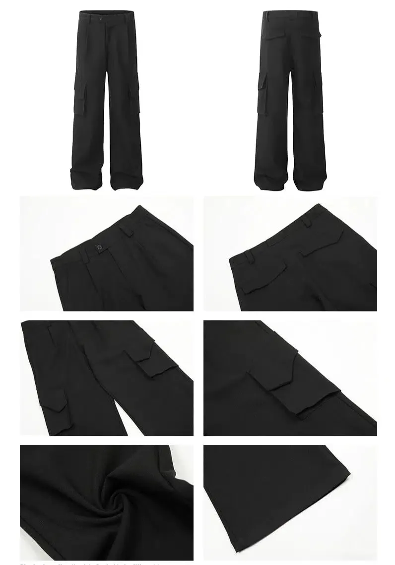 Black Wide-Leg Cargo Pants