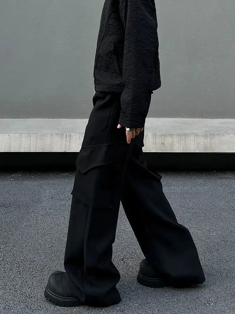 Black Wide-Leg Cargo Pants