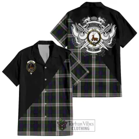 Blair Dress Tartan Short Sleeve Button Shirt with Family Crest and Military Logo Style